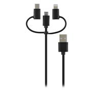 Cavo USB TnB Way WCBL3IN1 USB 3 in 1 Lightning USB-C Micro USB 1 m Nero