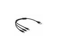 DELOCK 87152 - Cavo di ricarica, USB-A -> micro USB, Lightning e USB-C, nero, 3