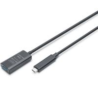 DIGITUS Cavo di prolunga attivo USB 3.2 Gen 2-5 m - Da Typ-C maschio a USB-A femmina - Plug & Play - Fino a 10 Gbit/s - Nero