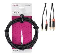 GEWA Twinkabel Pro Line, 3 m, nero, REAN maschio, 2x Cinch maschio - 2x Cinch femmina (prolunga), 190796