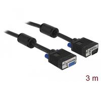 DELOCK EXTENSION CABLE VGA HD15F/HD15M DUAL-SHIELDED W/2*FERRITA 3M
