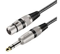 Cavo XLR femmina a 1/4 di pollice TRS 10 m, nylon intrecciato XLR 3 pin femmina a 6,35 mm TRS maschio, cavo di interconnessione per microfono dinamico (conduttori in rame puro)