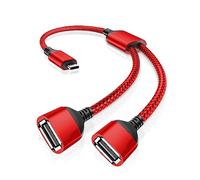 Cavo Y Splitter USB C OTG 0.3M,Adattatore Prolunga 1 Tipo C Maschio a 2 Dual Type A Femmina,Sdoppiatore Hub Doppia Multipresa Porta Thunderbolt 3 per MacBook Pro,iPad Air 5,Samsung Galaxy S23 S22 S21