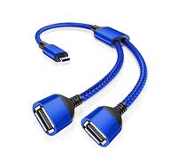 Cavo Y Splitter USB C OTG 0.3M,Adattatore Prolunga 1 Tipo C Maschio a 2 Dual Type A Femmina,Sdoppiatore Hub Doppia Multipresa Porta Thunderbolt 3 per MacBook Pro,iPad Air 5,Samsung Galaxy S24 S23 S22