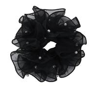 Cavolo Classico per Capelli in Tessuto Leggero con Perline Raffinato Nero