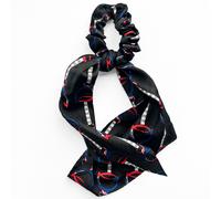 Cavolo Foulard Lungo per Capelli in Raso Stampato Barocco Sublime Nero