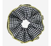 Cavolo Maxi per Capelli in Tessuto Pieghevole Vichy Vintage Nero e Giallo