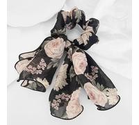 Cavolo Sciarpa per Capelli in Vela Spessa Maxi Floral Bohème Chic Nero