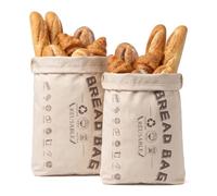 CavspkArt 2 sacchetti per il pane in cotone e TPU, riutilizzabili, 43 x 32 cm, per conservare il pane, per cucina e viaggi, design moderno, beige
