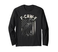 Caw Crow Meme Black Bird USA Bandiera Vintage Patriottica 4 luglio Maglia a Manica