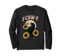 Caw Funny Crow Humor Citazione Black Bird Meme Maglia a Manica