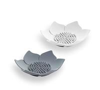 Cawein Set di 2 Saponiere Poggia Sapone con Scolapone per Doccia, Bagno, Cucina, Petalo Secco, Portasapone, Colore: Bianco e Grigio