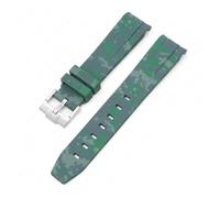 CAWEUER Cinturino compatibile con Omega X Swatch MoonSwatch Curved End Silicone Rubber Diving Bracelet Watch Accessories 20mm compatibile con Rolex Camouflage Strap(Mosaic green01)