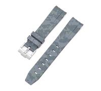 CAWEUER Cinturino compatibile con Omega X Swatch MoonSwatch Curved End Silicone Rubber Diving Bracelet Watch Accessories 20mm compatibile con Rolex Camouflage Strap(Mosaic grey01)