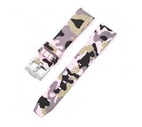 CAWEUER Cinturino compatibile con Omega X Swatch MoonSwatch Curved End Silicone Rubber Diving Bracelet Watch Accessories 20mm compatibile con Rolex Camouflage Strap(Camo pink01)