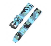CAWEUER Cinturino compatibile con Omega X Swatch MoonSwatch Curved End Silicone Rubber Diving Bracelet Watch Accessories 20mm compatibile con Rolex Camouflage Strap(Camo light blue02)