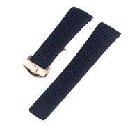 CAWEUER Cinturino for orologio compatibile con TAG HEUER GRAND CARRERA AQUARACER in morbido silicone, cinturino for da uomo, in gomma, catena 22 mm a 24(Black-rosegold,22mm)
