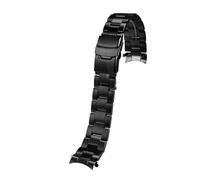 CAWEUER Cinturino in acciaio inossidabile con estremità curva compatibile con Seiko SNKN67J Skx007 009 Bracciale da polso argento nero 20 mm 22 mm(B-Black,22mm)