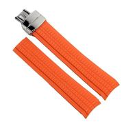CAWEUER Cinturino in gomma Aquanaut compatibile con Patek Philippe in silicone 5164A 5167A 5168A 21 mm fibbia pieghevole, cinturino da polso(Orange silver)