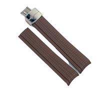 CAWEUER Cinturino in gomma Aquanaut compatibile con Patek Philippe in silicone 5164A 5167A 5168A 21 mm fibbia pieghevole, cinturino da polso(Brown silver)