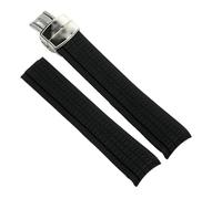 CAWEUER Cinturino in gomma Aquanaut compatibile con Patek Philippe in silicone 5164A 5167A 5168A 21 mm fibbia pieghevole, cinturino da polso(Black silver)