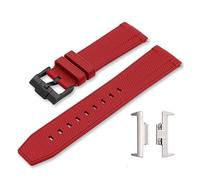 CAWEUER Cinturino in gomma siliconica compatibile con Tissot PRX Series T137.407/T137.410 Super Player Men Quick Release Steel Adapter Watch Band Belt 12mm(Red02)