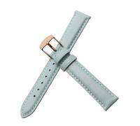 CAWEUER Cinturino in pelle da donna compatibile con Casio Retro Small Square Watch LTP-1391 1094q Cinturino for orologio da studente(Light Blue-Rose-K1,21mm)