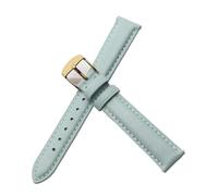 CAWEUER Cinturino in pelle da donna compatibile con Casio Retro Small Square Watch LTP-1391 1094q Cinturino for orologio da studente(Light Blue-Golden-K1,14mm)