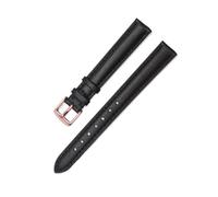 CAWEUER Cinturino in pelle da donna compatibile con Casio Retro Small Square Watch LTP-1391 1094q Cinturino for orologio da studente(Black-Rose-K1,19mm)