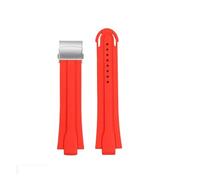 CAWEUER Cinturino in silicone convesso 24-12 compatibile con Oris Diving AQUIS 7740 7730 Water Ghost Sports Strap Bracelet Men Rubber Blue Black(Red-silver)