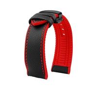CAWEUER Cinturino in tela di nylon e gomma da 20 mm, 22 mm, 24 mm, impermeabile, for uomo, compatibile con Omega Breitling Avengers Longines Series Watch Accessories(Black red-B,23mm)
