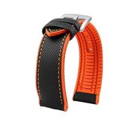 CAWEUER Cinturino in tela di nylon e gomma da 20 mm, 22 mm, 24 mm, impermeabile, for uomo, compatibile con Omega Breitling Avengers Longines Series Watch Accessories(Black orange-S pin,22mm)