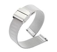 CAWEUER Cinturino Milanese Loop da 10/12/14/16/17/18/19/20/21/22/24 mm, bracciale in acciaio inossidabile a sgancio rapido universale(Silver,18mm)
