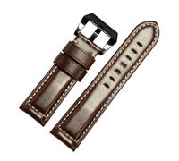 CAWEUER Cinturino universale for orologio in pelle cerata e oliata, 20/22/24/26 mm, interfaccia piatta, cinturino in Crazy Horse(Coffee black clasp,26mm)