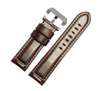 CAWEUER Cinturino universale for orologio in pelle cerata e oliata, 20/22/24/26 mm, interfaccia piatta, cinturino in Crazy Horse(Coffee silver clasp,22mm)