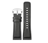 CAWEUER Compatibile con cinturino for orologio da uomo in pelle di nylon e fibra carbonio S-evenF-riday P2/PS1/M2/Q2(Black- Silver)