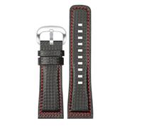CAWEUER Compatibile con cinturino for orologio da uomo in pelle di nylon e fibra carbonio S-evenF-riday P2/PS1/M2/Q2(Black Red- Silver)