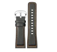 CAWEUER Compatibile con cinturino for orologio da uomo in pelle di nylon e fibra carbonio S-evenF-riday P2/PS1/M2/Q2(Black Orange- Silver)