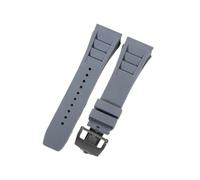 CAWEUER Compatibile con cinturino for orologio Richard Mille da uomo 25 mm importato in gomma impermeabile in silicone Rm055 011(Gray-Black-Z6,25MM_WITH 4 STARS TOOLS)