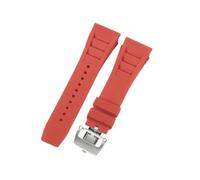 CAWEUER Compatibile con cinturino for orologio Richard Mille da uomo 25 mm importato in gomma impermeabile in silicone Rm055 011(Red-Steel-Z6,25MM_NO TOOLS)
