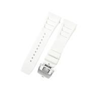 CAWEUER Compatibile con cinturino for orologio Richard Mille da uomo 25 mm importato in gomma impermeabile in silicone Rm055 011(White-Steel-Z6,25MM_NO TOOLS)