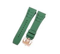 CAWEUER Compatibile con cinturino for orologio Richard Mille da uomo 25 mm importato in gomma impermeabile in silicone Rm055 011(Green-Rose-Z6,25MM_WITH 5 STARS TOOLS)