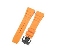 CAWEUER Compatibile con cinturino for orologio Richard Mille da uomo 25 mm importato in gomma impermeabile in silicone Rm055 011(Orange-Black-Z6,25MM_WITH 5 STARS TOOLS)