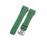 CAWEUER Compatibile con cinturino for orologio Richard Mille da uomo 25 mm importato in gomma impermeabile in silicone Rm055 011(Green-Steel-Z6,25MM_NO TOOLS)