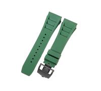CAWEUER Compatibile con cinturino for orologio Richard Mille da uomo 25 mm importato in gomma impermeabile in silicone Rm055 011(Green-Black-Z6,25MM_WITH 4 STARS TOOLS)