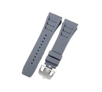 CAWEUER Compatibile con cinturino for orologio Richard Mille da uomo 25 mm importato in gomma impermeabile in silicone Rm055 011(Gray-Steel-Z6,25MM_WITH 5 STARS TOOLS)