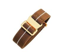 CAWEUER Compatibile con cinturino for orologio Tudor Parachute Qicheng Biwan Little Red Flower Seiko Water Ghost in nylon ad alta densità lavorato a maglia 18 20 22 mm(Brown White-Gold,18mm)