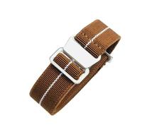CAWEUER Compatibile con cinturino for orologio Tudor Parachute Qicheng Biwan Little Red Flower Seiko Water Ghost in nylon ad alta densità lavorato a maglia 18 20 22 mm(Brown White-Steel,22mm)