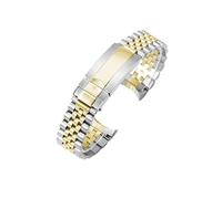 CAWEUER Compatibile con Rolex Log Green Blackwater Ghost Submariner Cinturino Uomo Gentleman 20mm Greenwich Fibbia Pieghevole Oro Solido Acciaio Cinturino(Steel Gold)