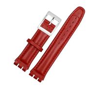 CAWEUER Compatibile con SWATCH YCS YAS YGS IRONY cinturino in morbida pelle di vacchetta 17mm 19mm bracciale da uomo donna cinturino blu nero marrone con strumenti(06 red silver,19mm)